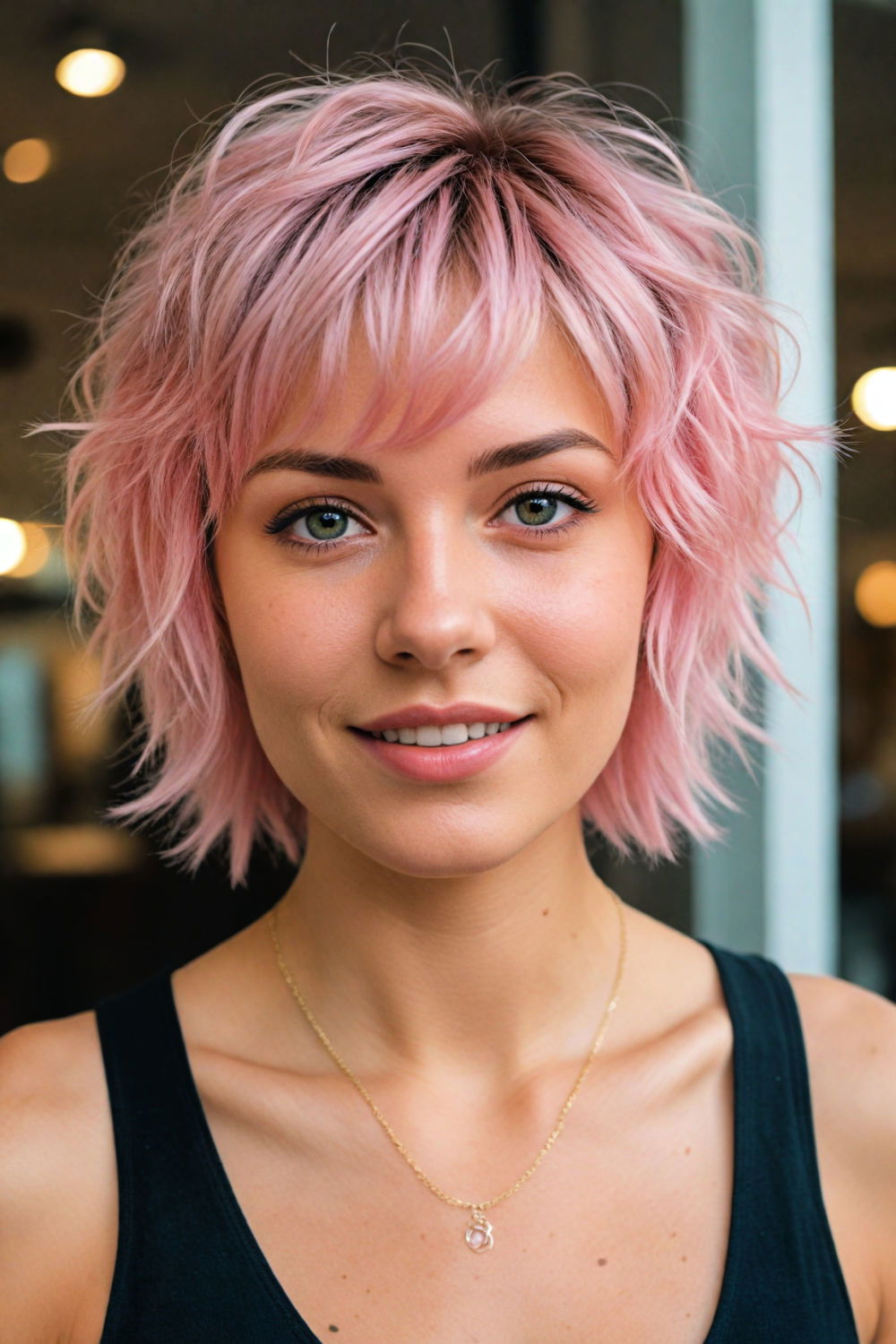 layered short shag haircut