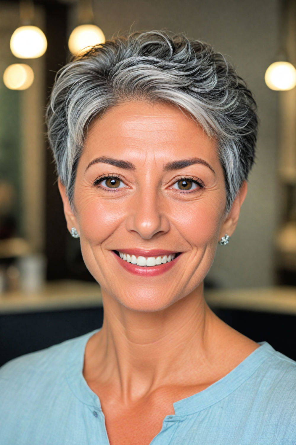 liberating and stylish silver fox short cut
