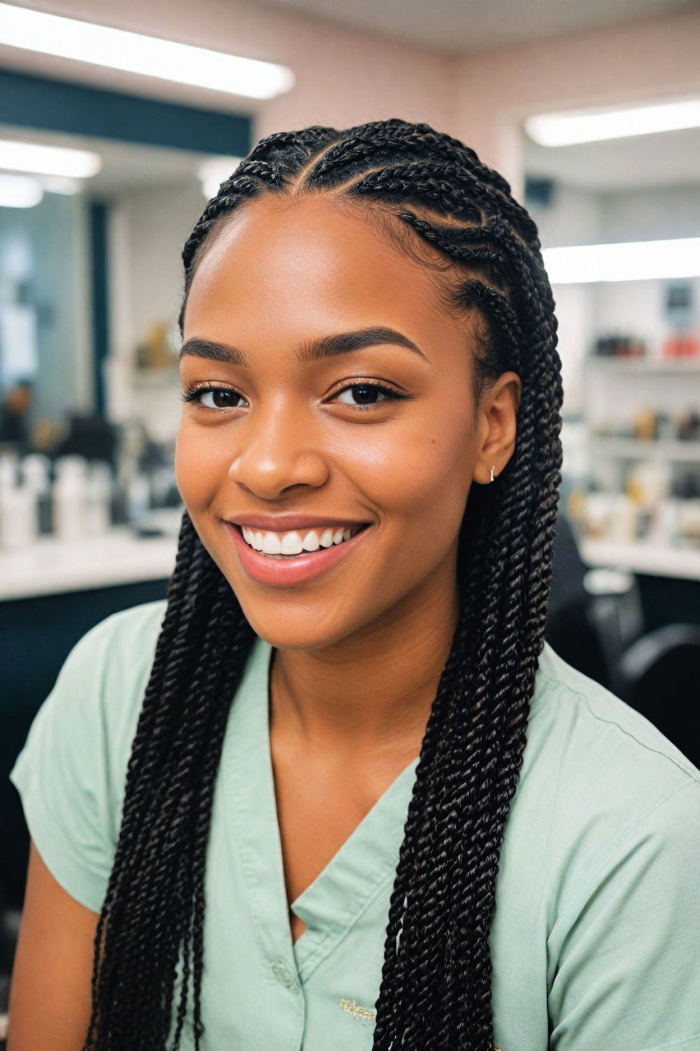 lightweight micro knotless braids hairstyle