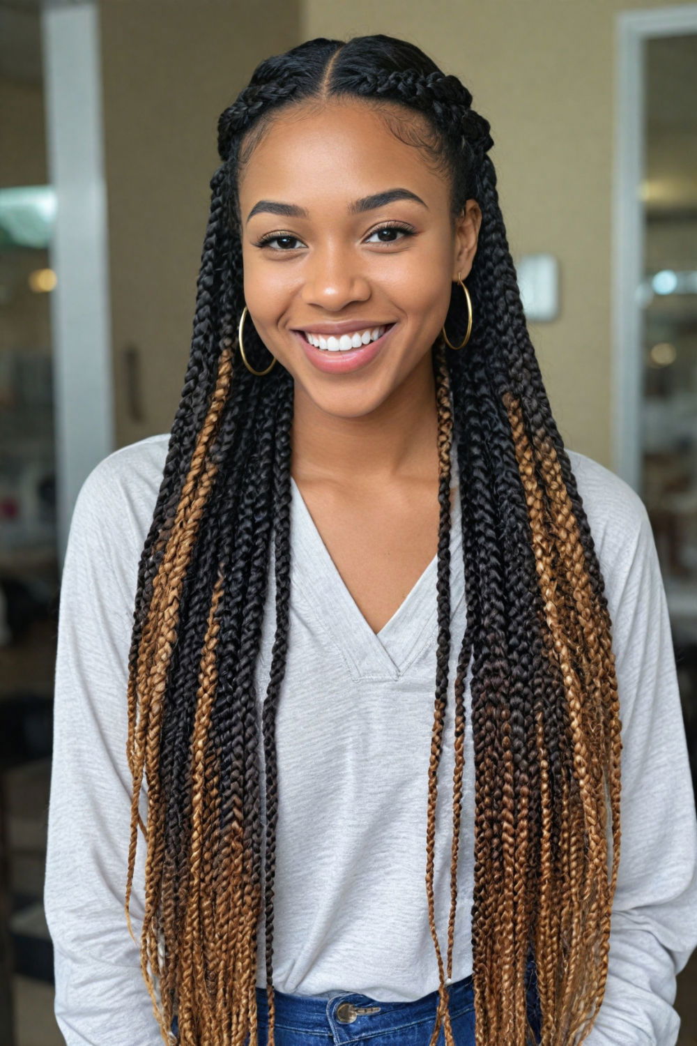 long knotless braids hairstyle