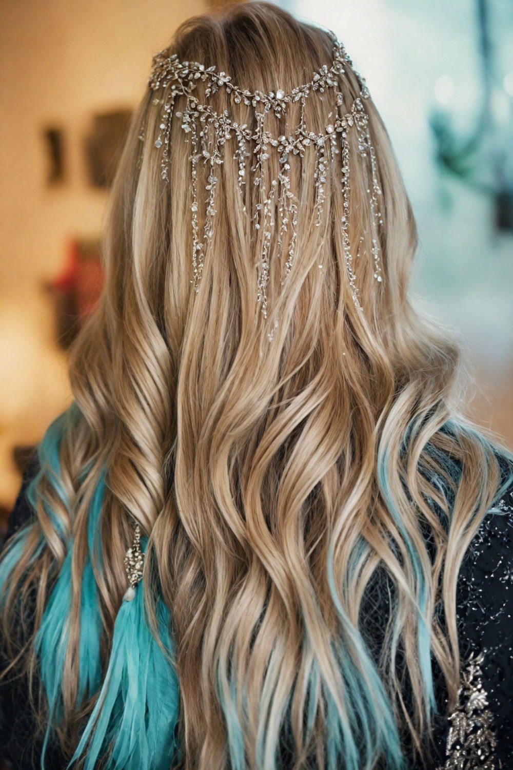 long layers with glittering accessories