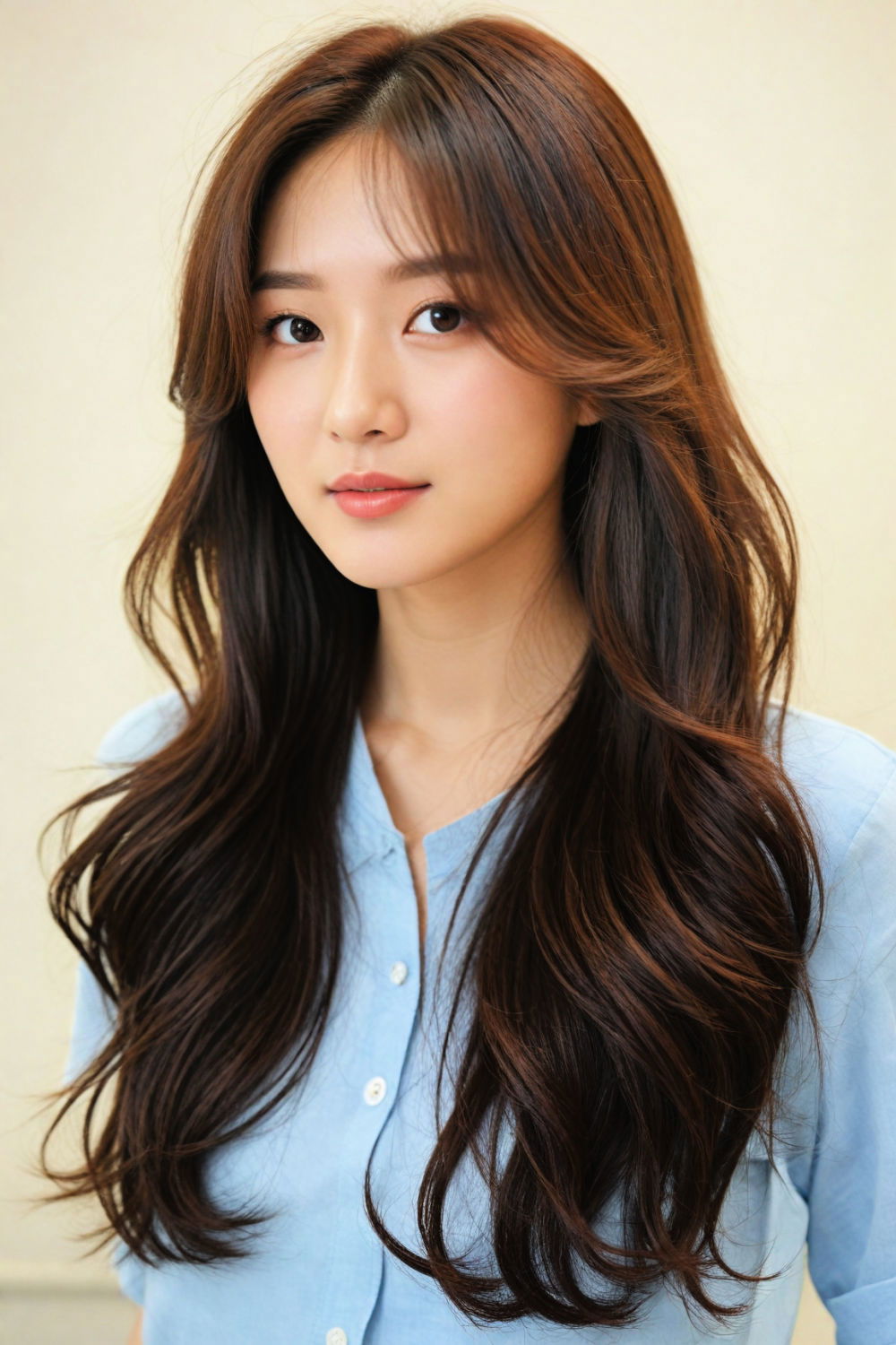 long layers with highlights korean hairstyle