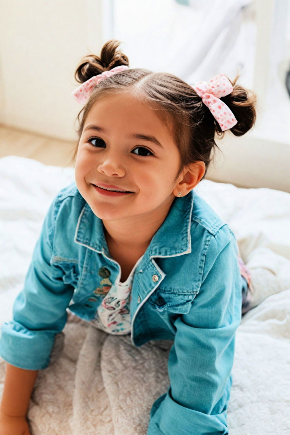 looped pigtails hairstyle for toddler girl