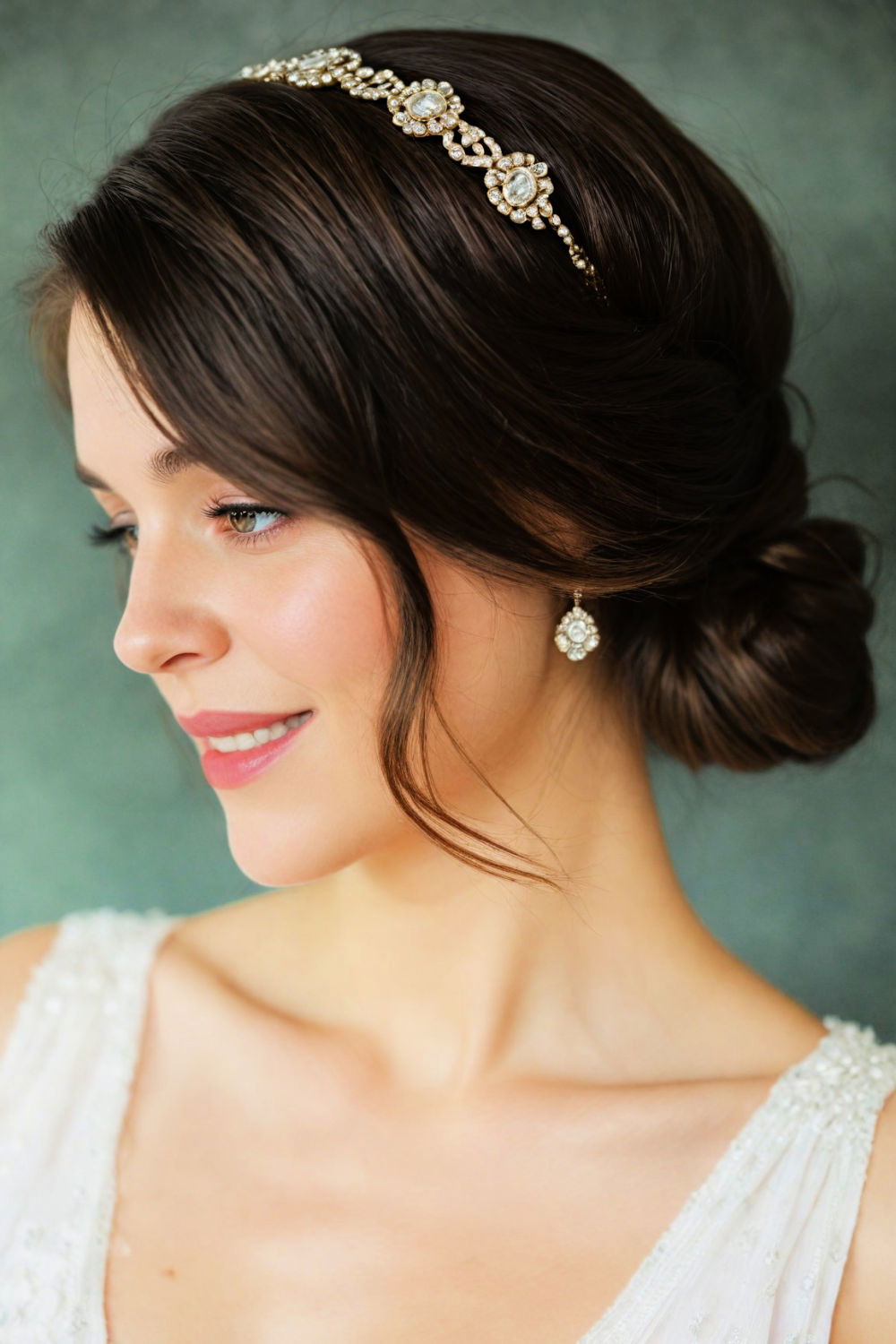 low bun with headband hairstyle