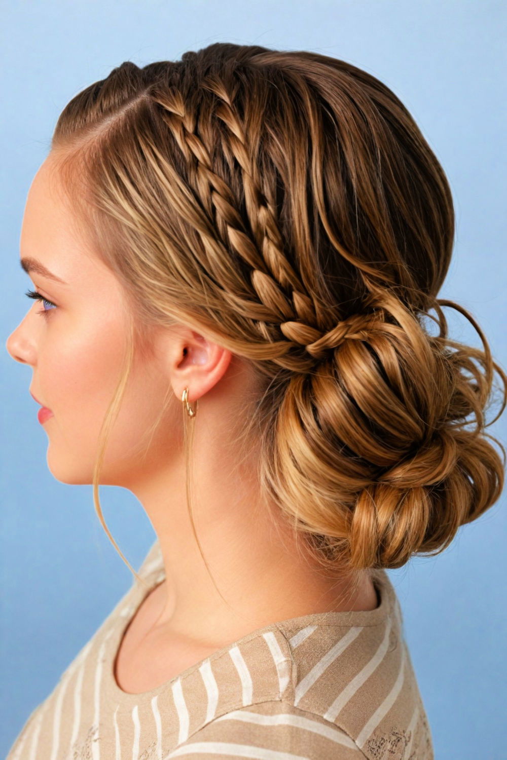 low bun with mini braid accents