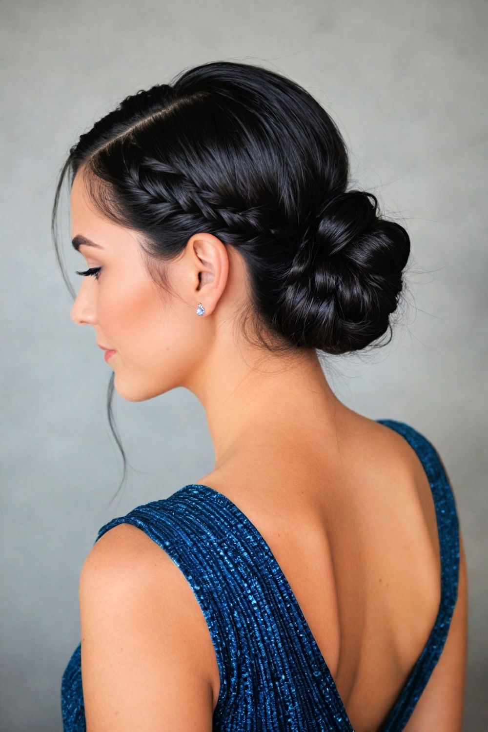 low bun with side braids hair
