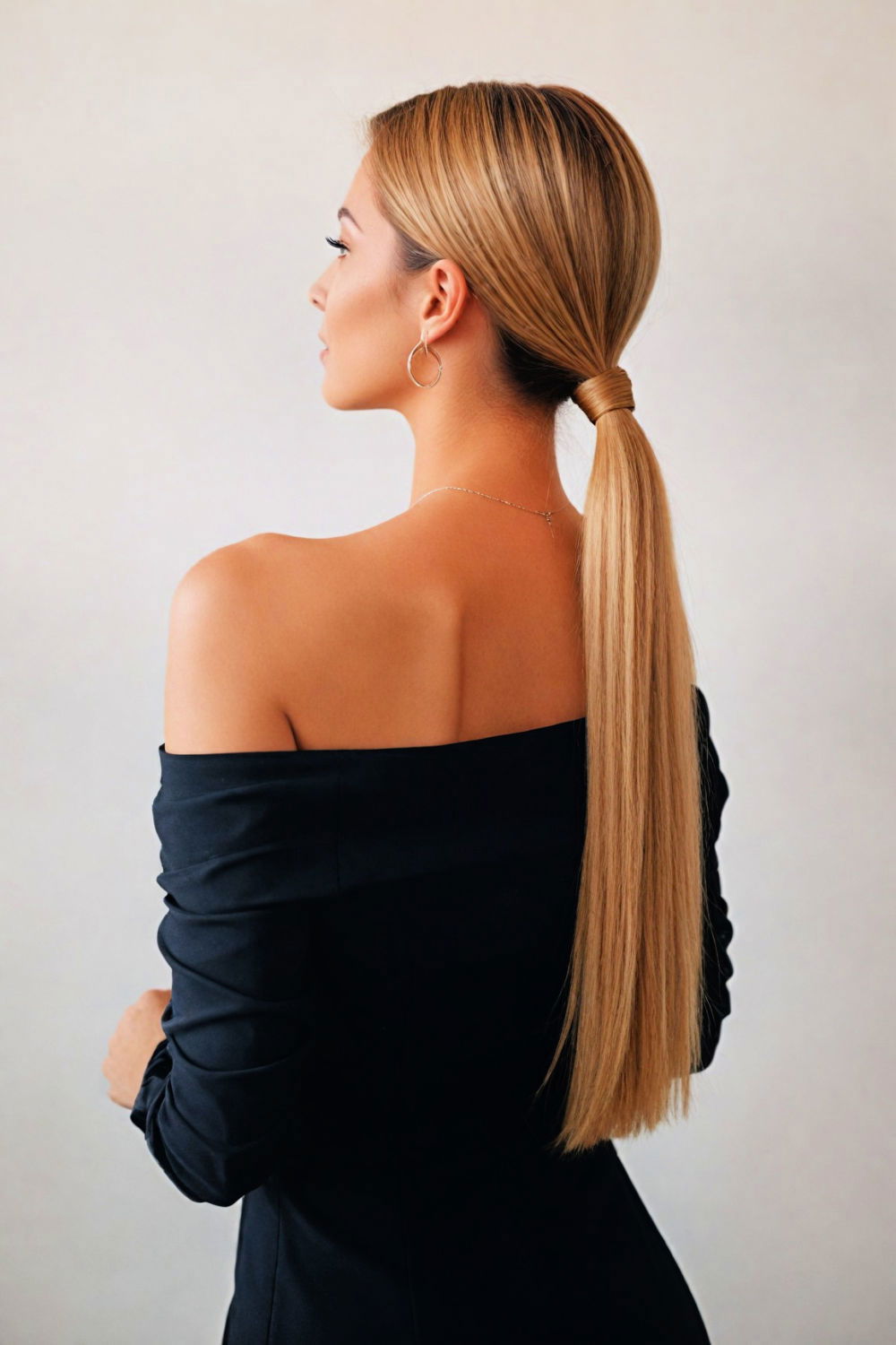 low slicked back ponytail hairstyle