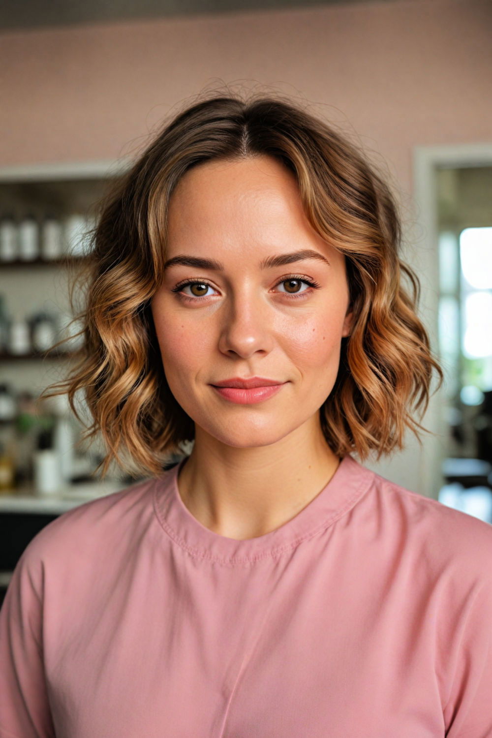 manageable blunt cut for short wavy hair