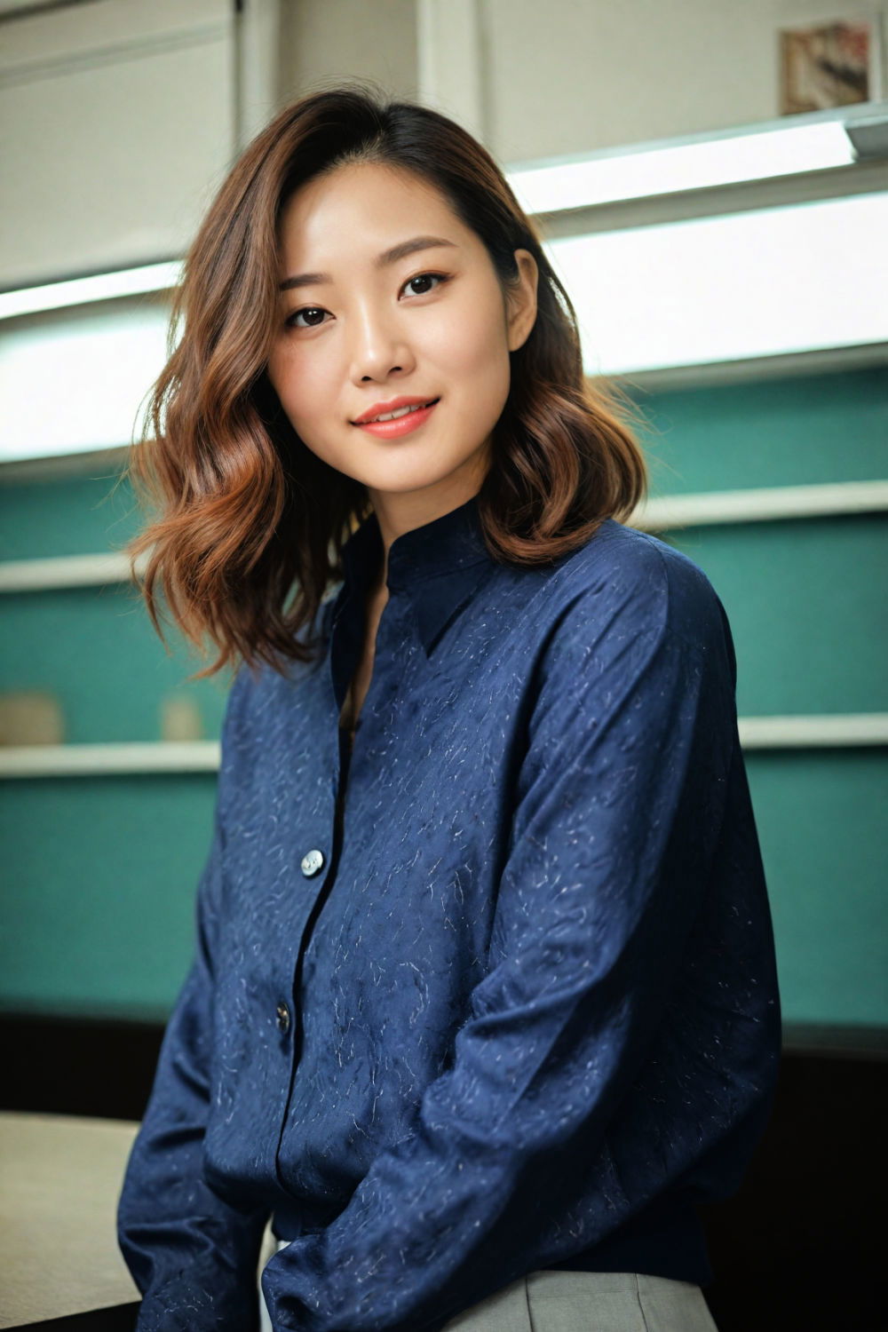 manageable wavy lob korean hairstyle