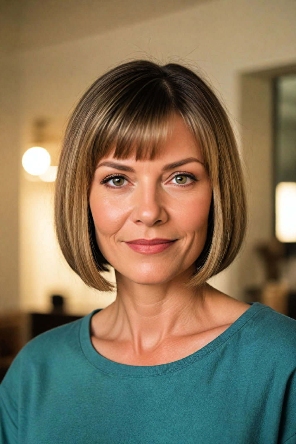 medium blunt bob hairstyle for over 60