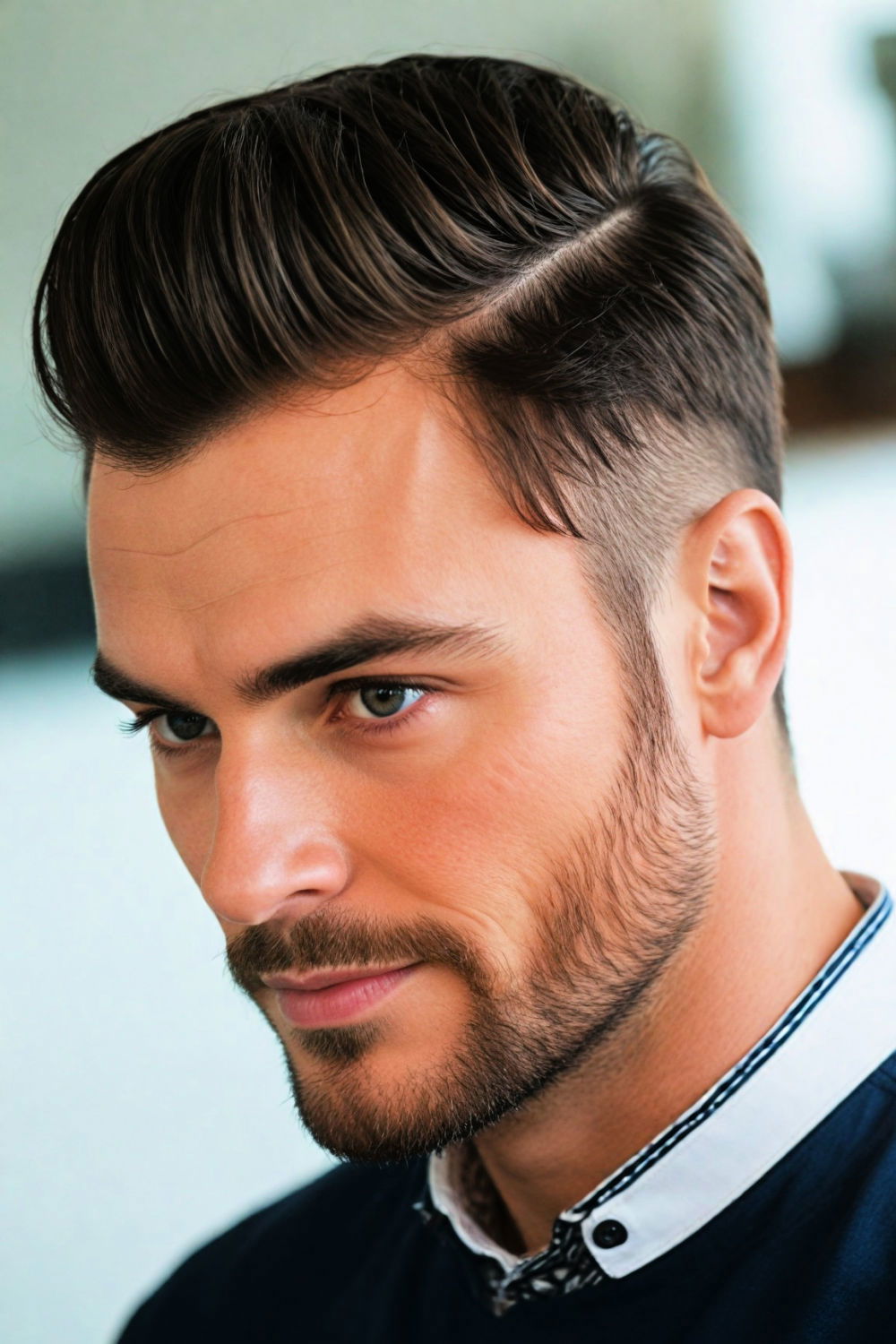 men side part slick back hairstyle