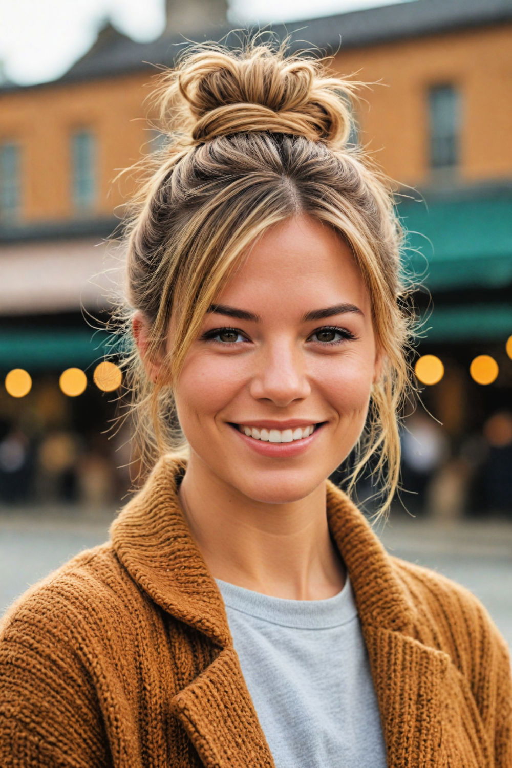 messy bun casual hairstyle