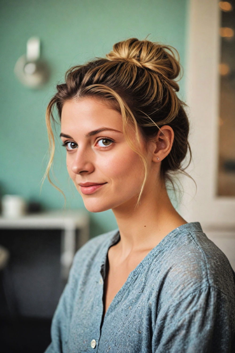 messy bun french hairstyle