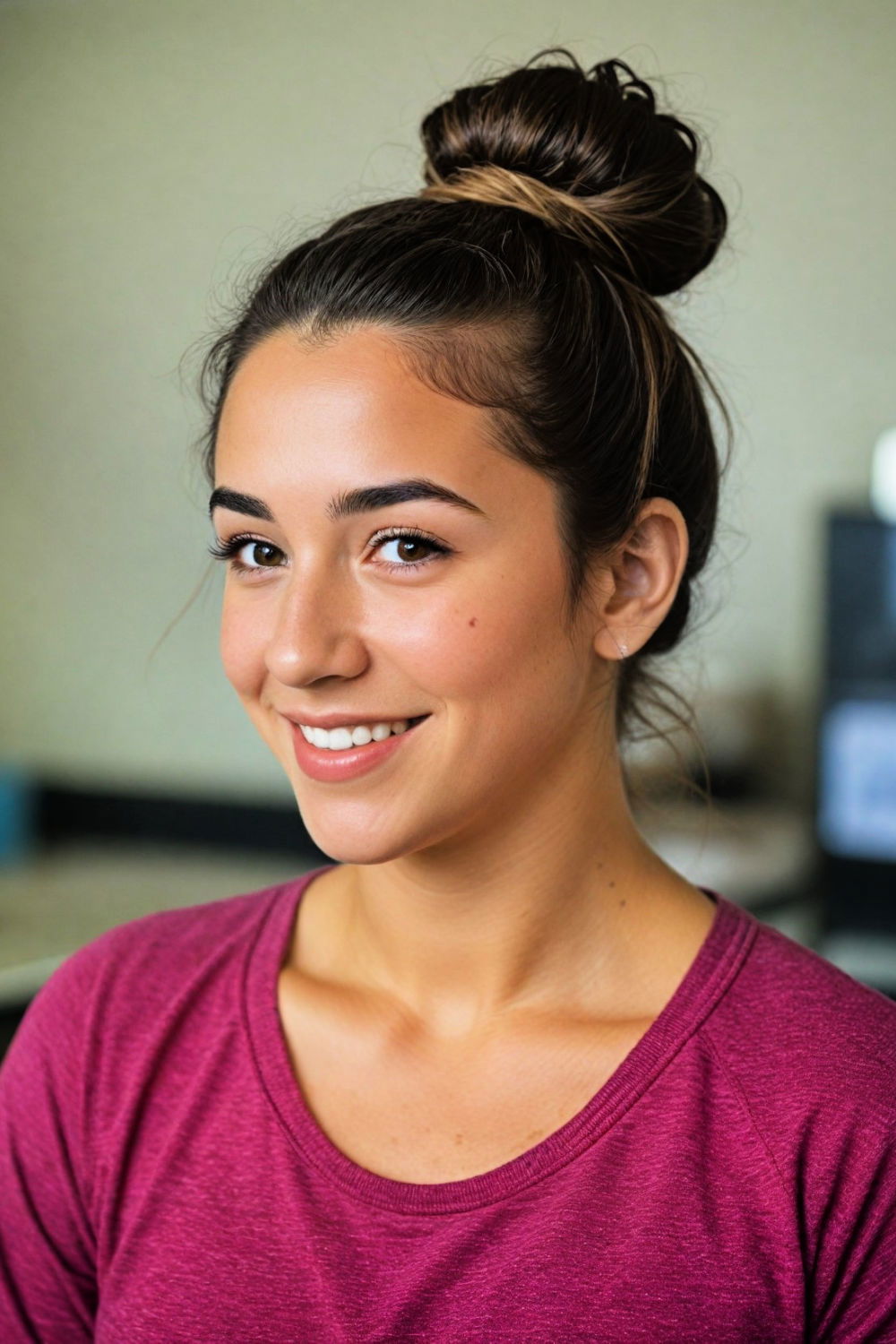 messy bun sporty hairstyle