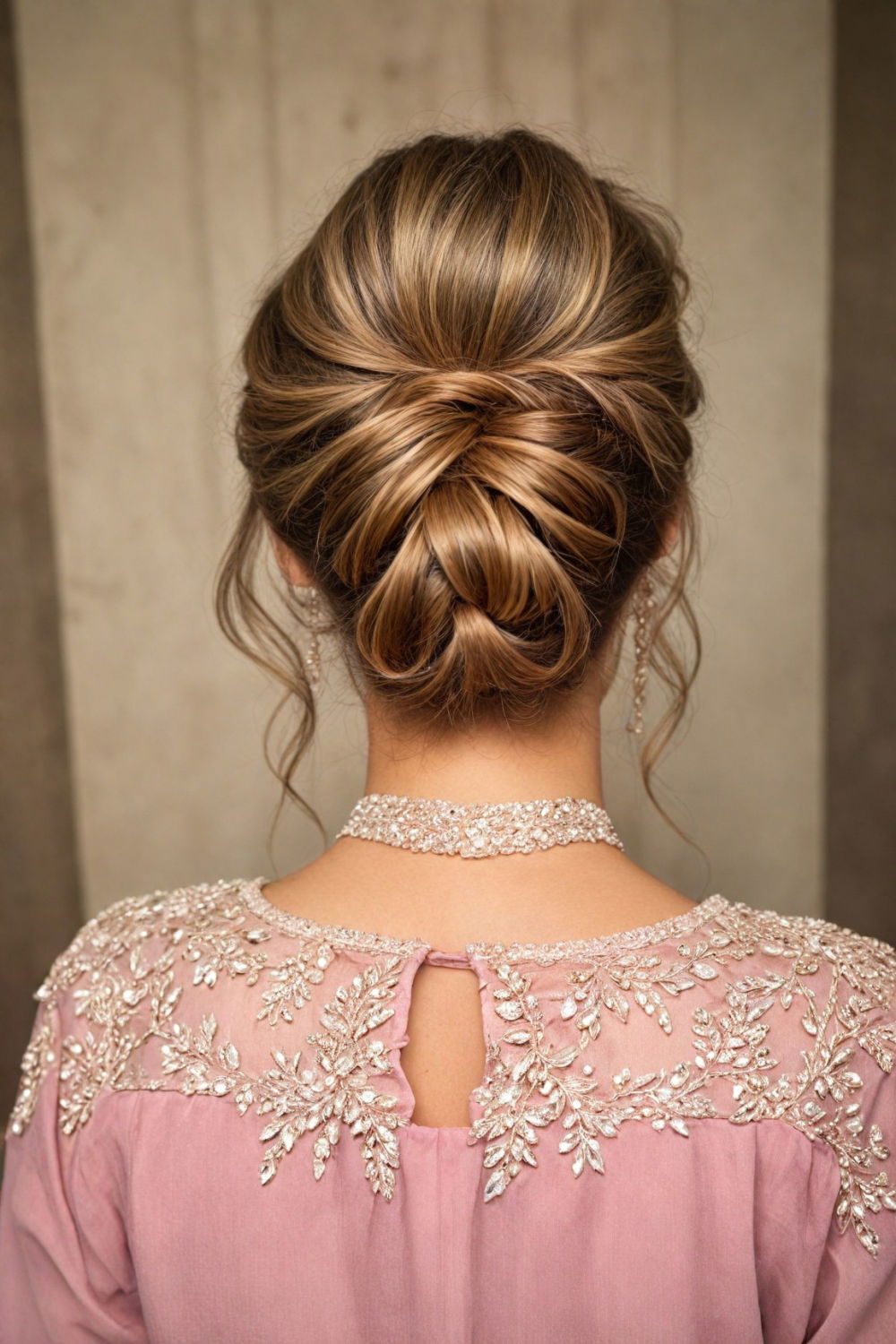 messy bun with twisted sections hairstyle
