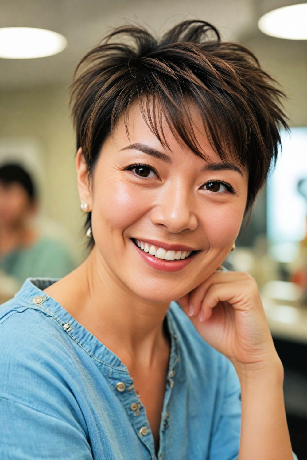 messy spikes short hairstyle for women over 50