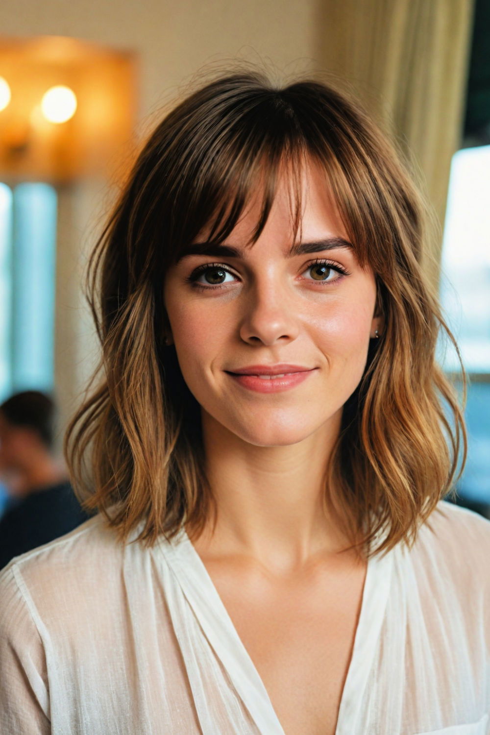 mid length shag with curtain bangs