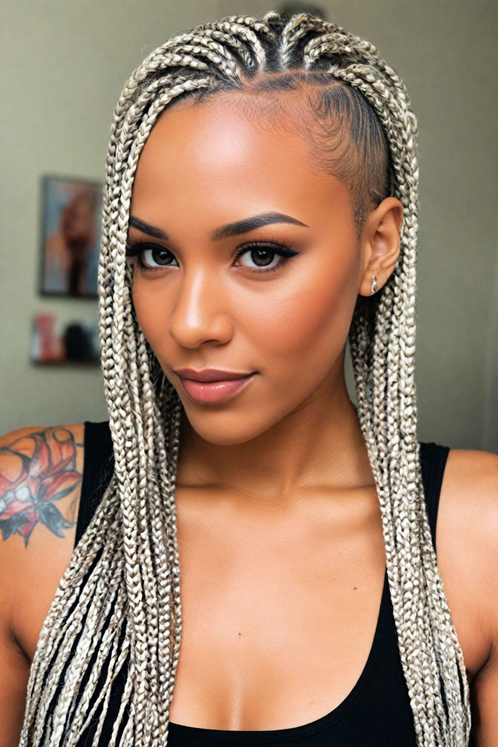 modern box braids with undercut
