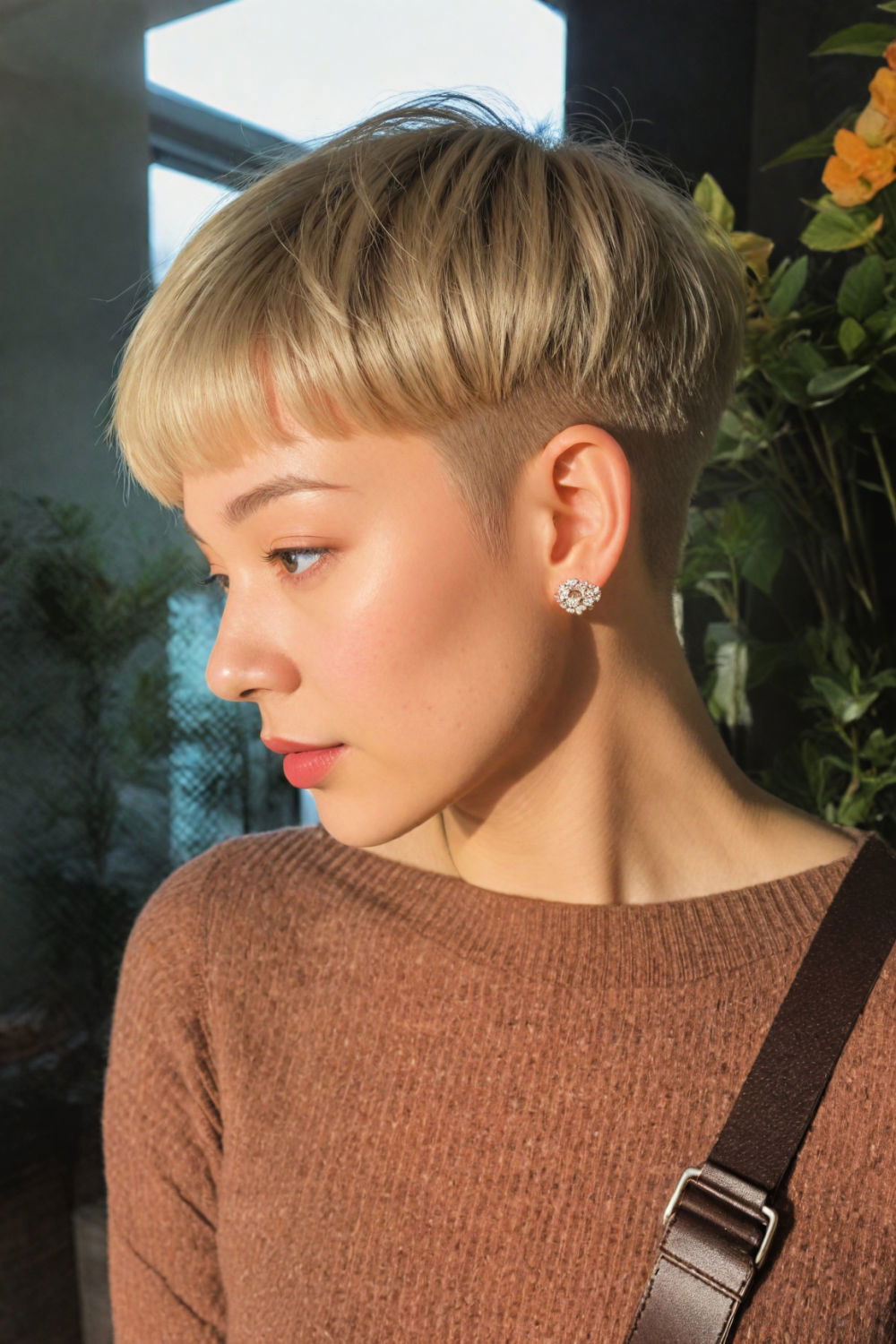 modern mushroom short layered haircut