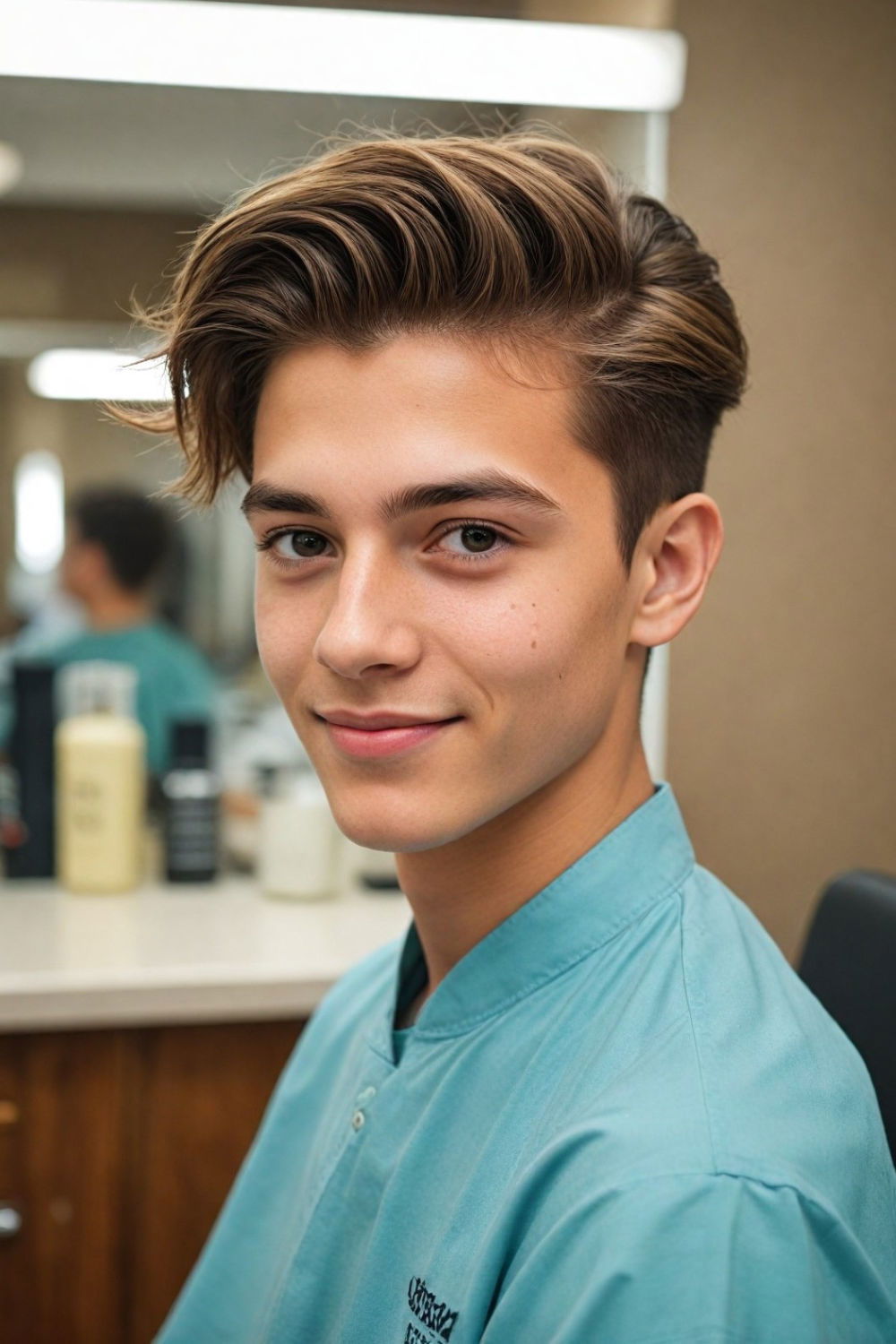 modern stylish side sweep teenage guys hairstyle