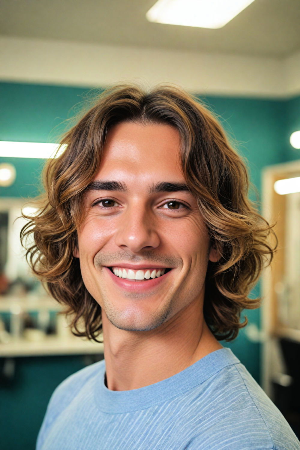 modern wavy bob hairstyle for men