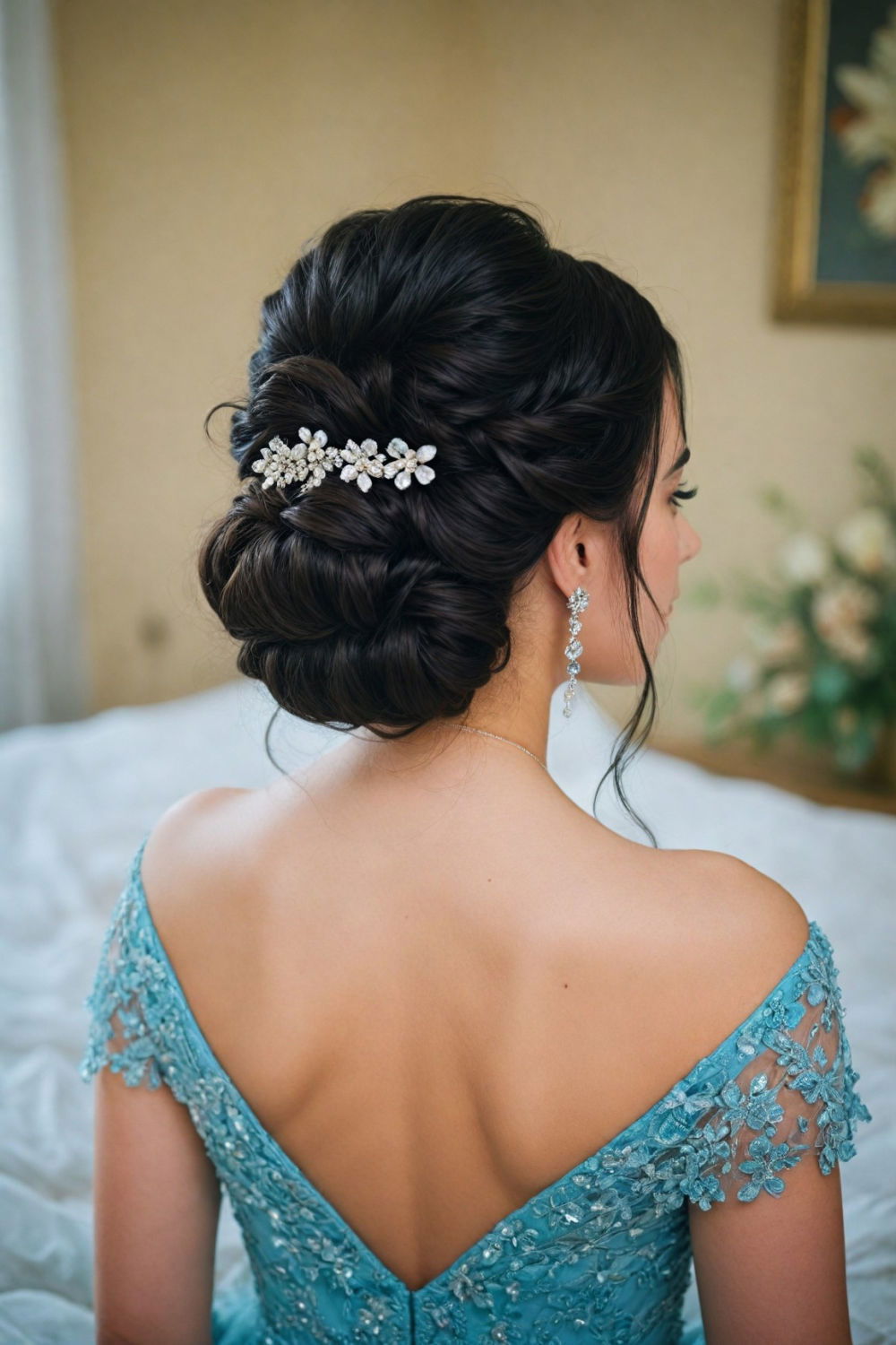 multi strand twisted updo hairstyle