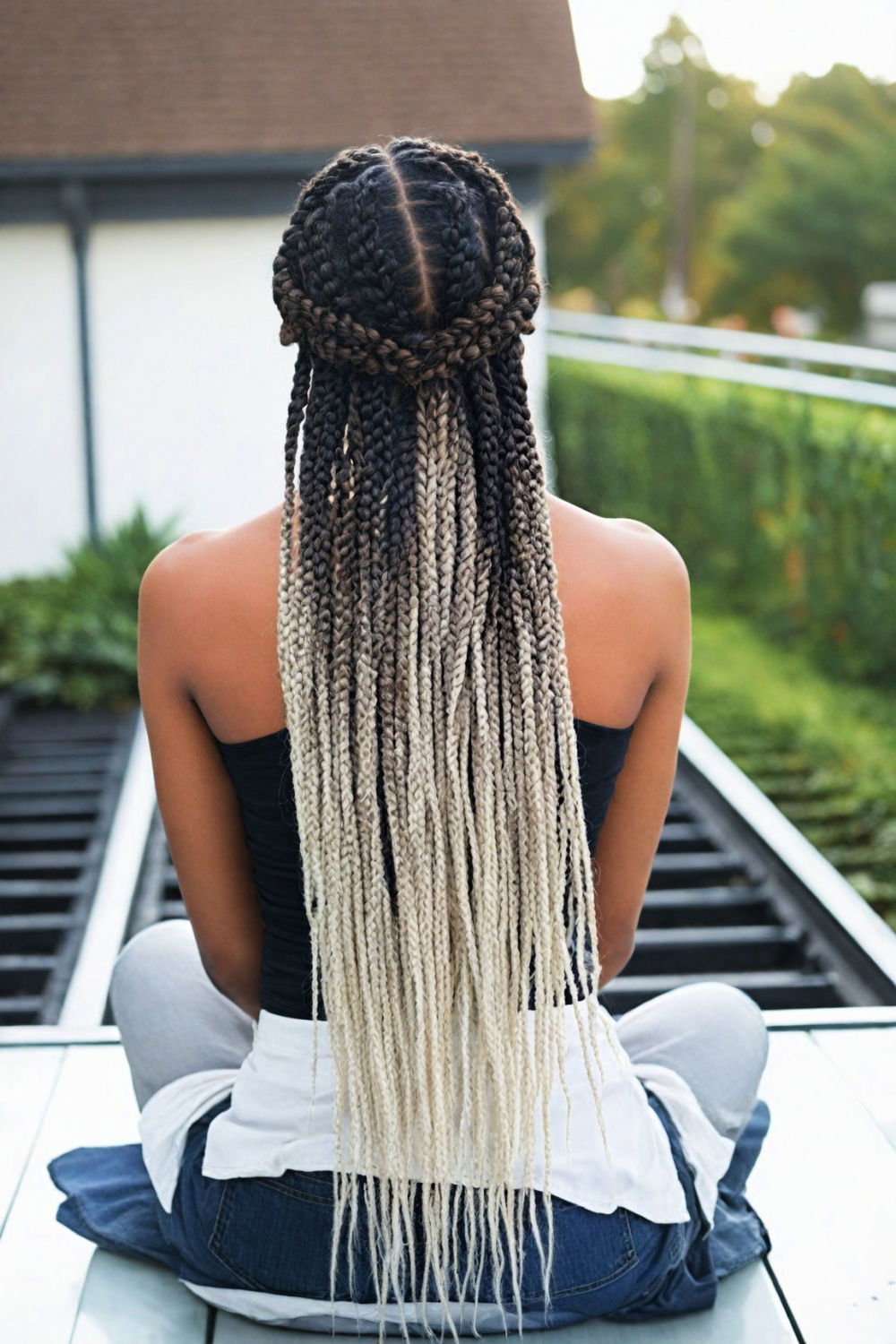 ombre box braids hairstyle