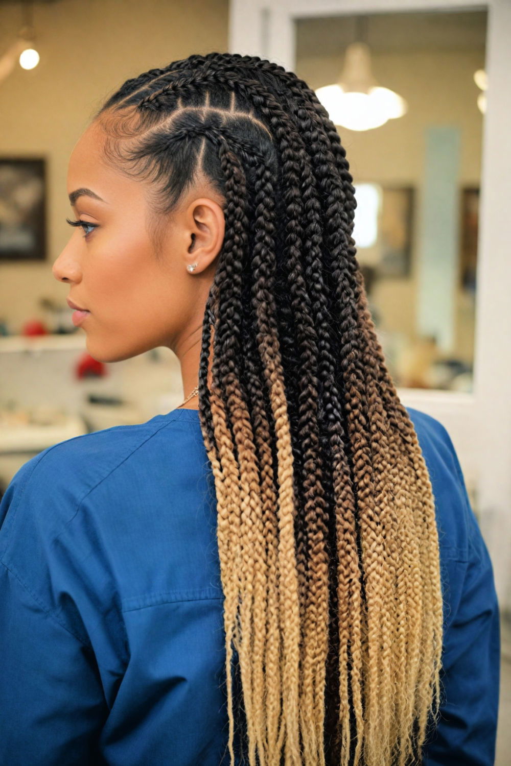 ombre knotless braids hairstyle