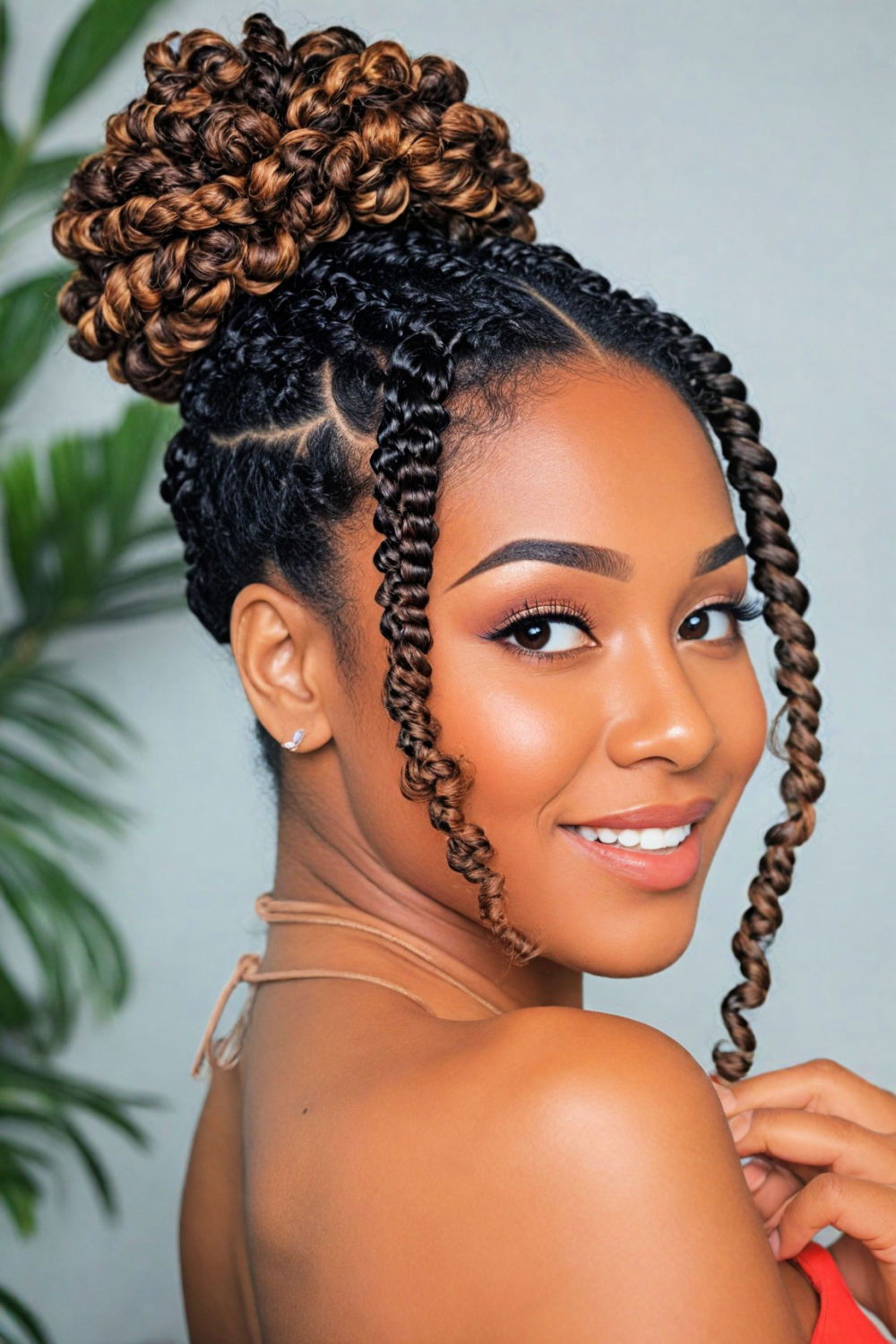 passion twist updo hairstyle for women