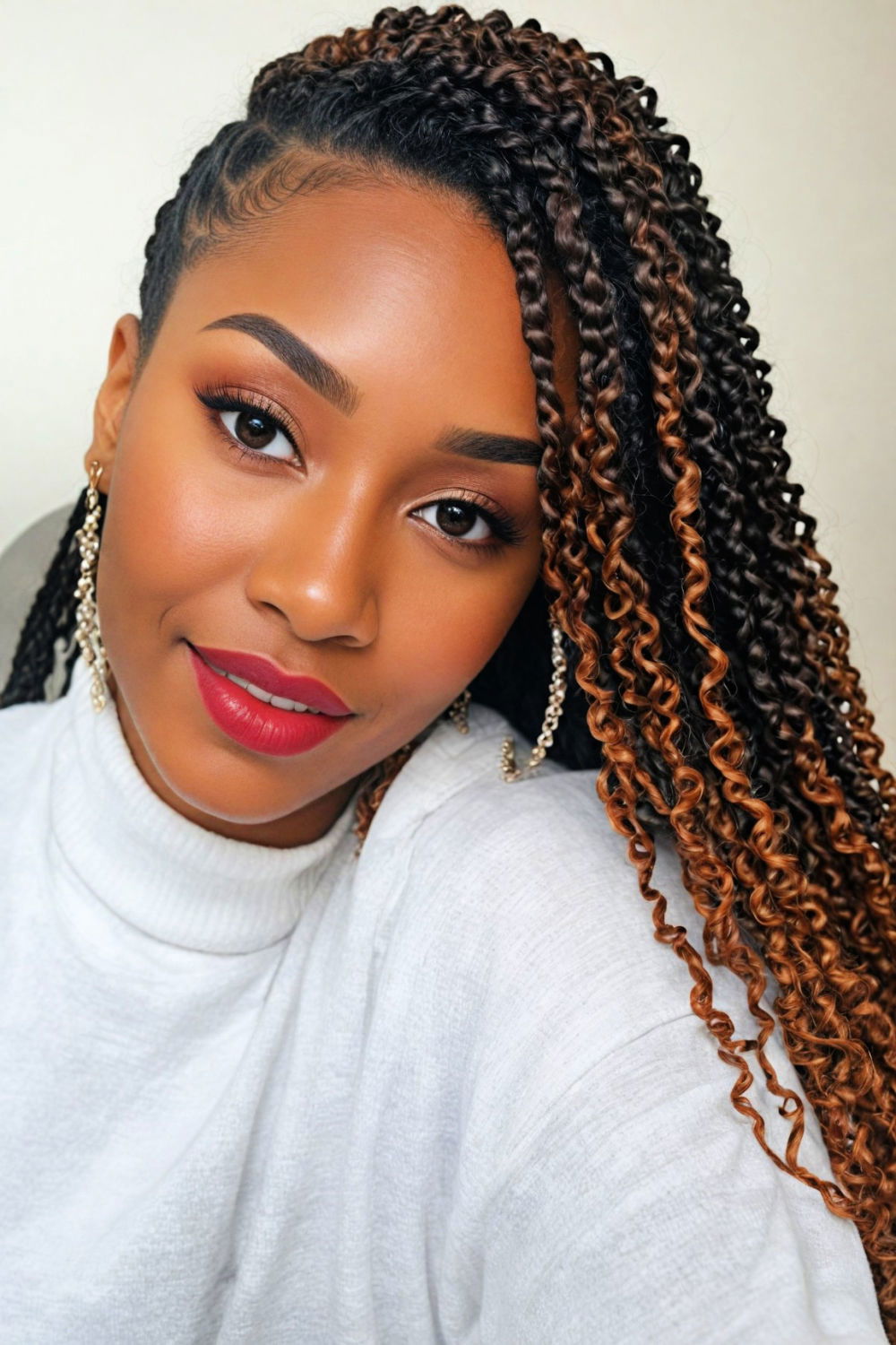 passion twists with highlights hairstyle