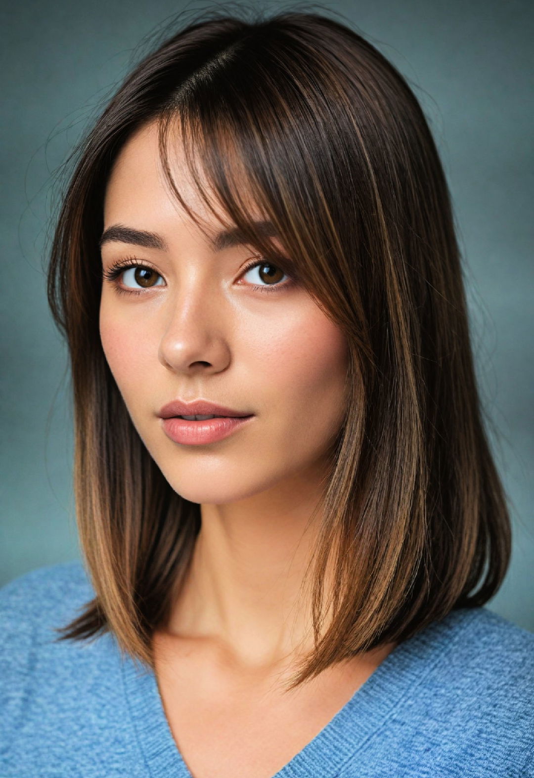 pin straight cut with highlights