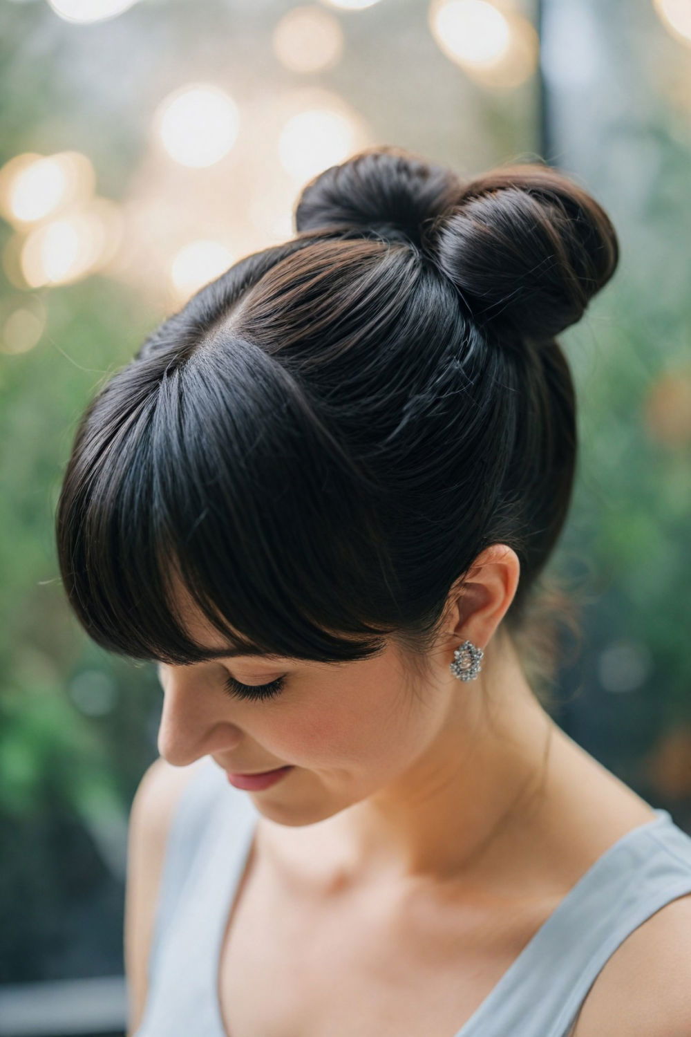 playful and whimsical bow bun hairstyle