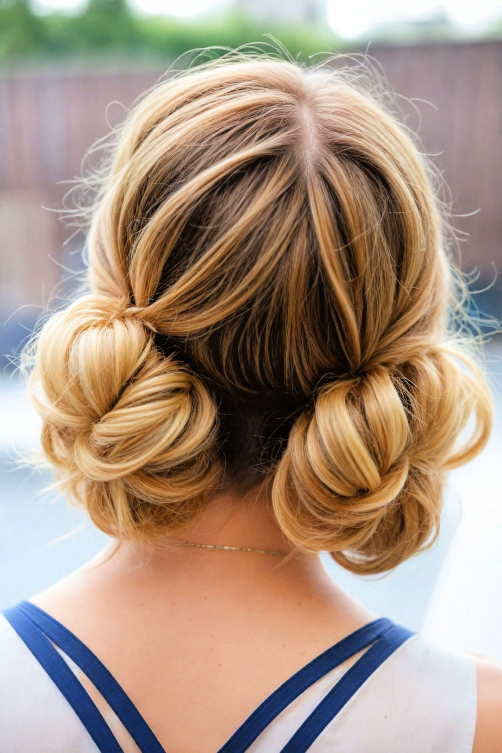 playful unique double low bun hairstyle