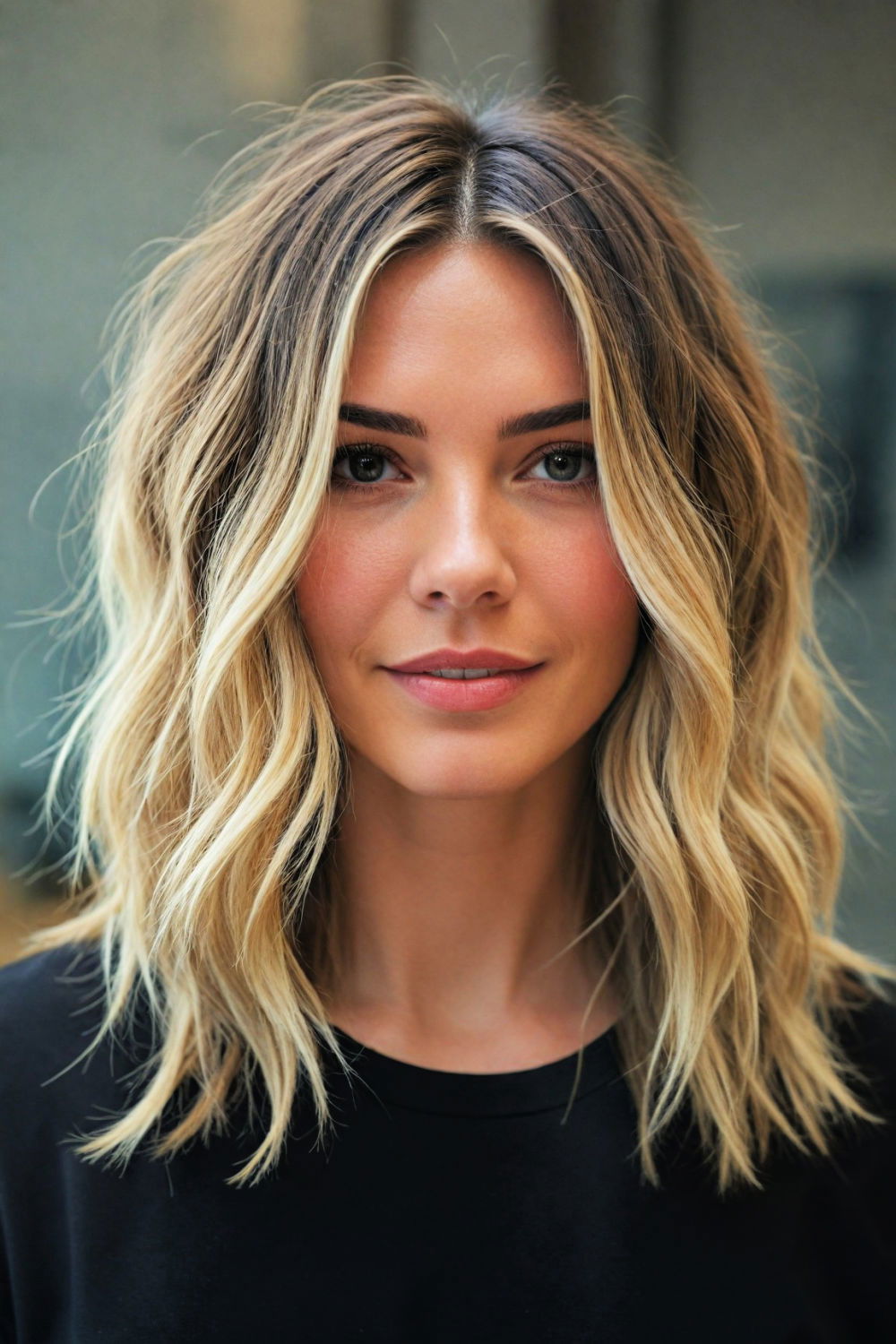 pretty textured lob hairstyle for an indoor concert