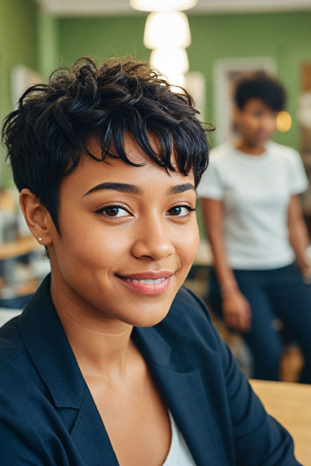 relaxed pixie cut with bangs