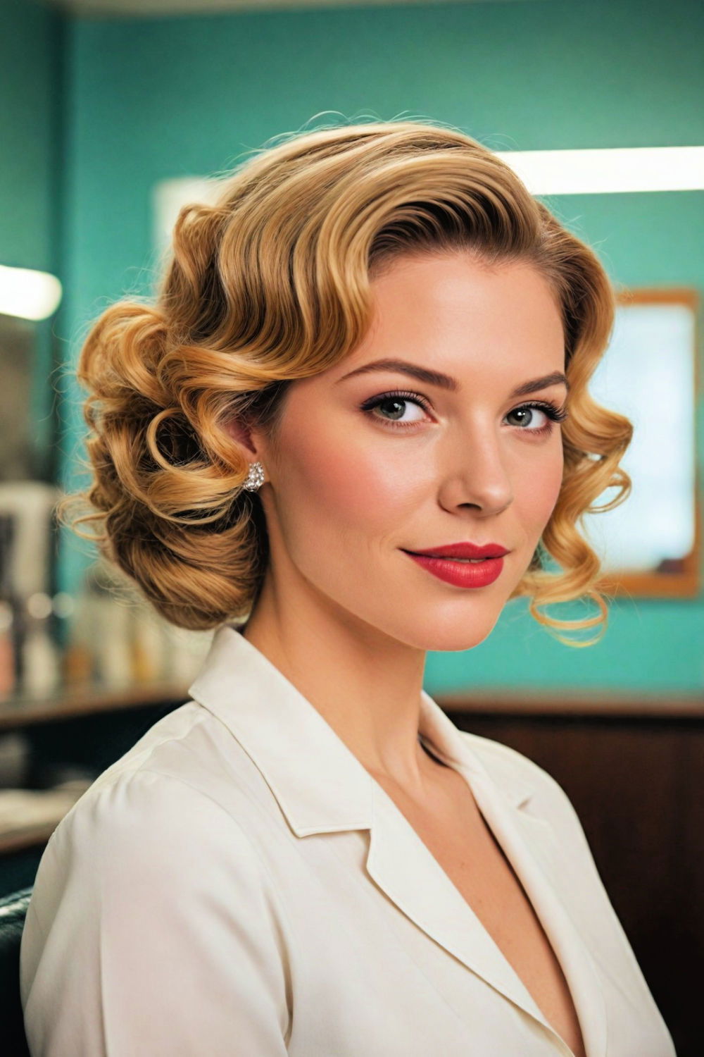 retro waves updo for medium length hair
