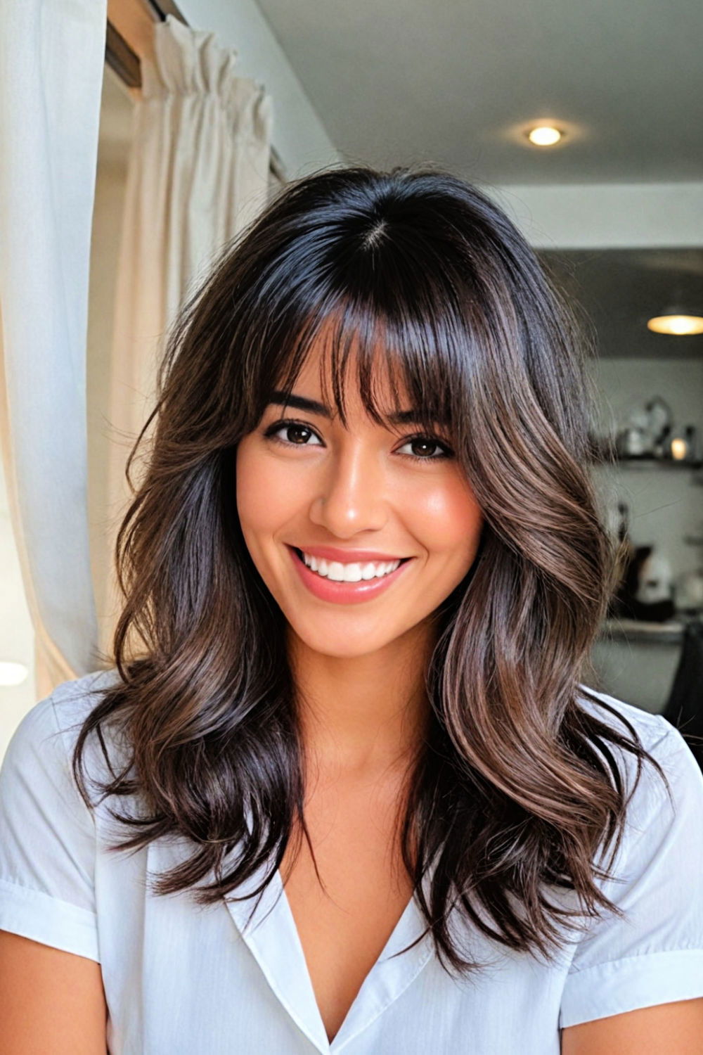 romantic twists with curtain bangs