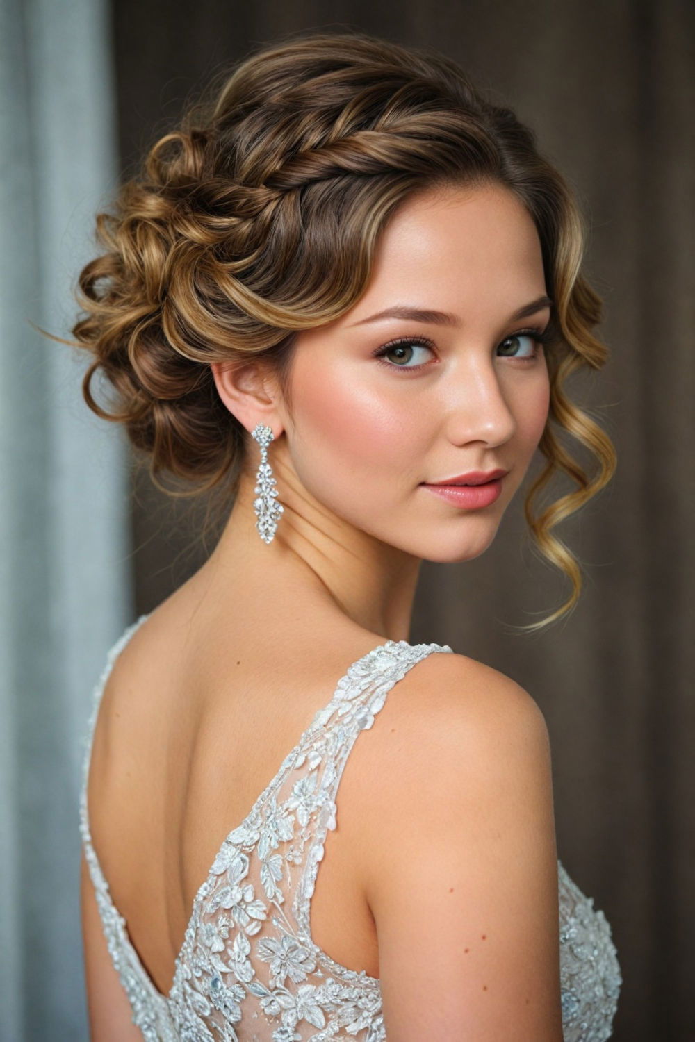 romantic updo with soft curls hairstyle