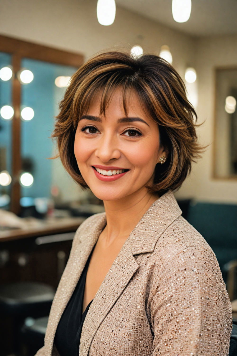 rounded short cut for a harmonious look