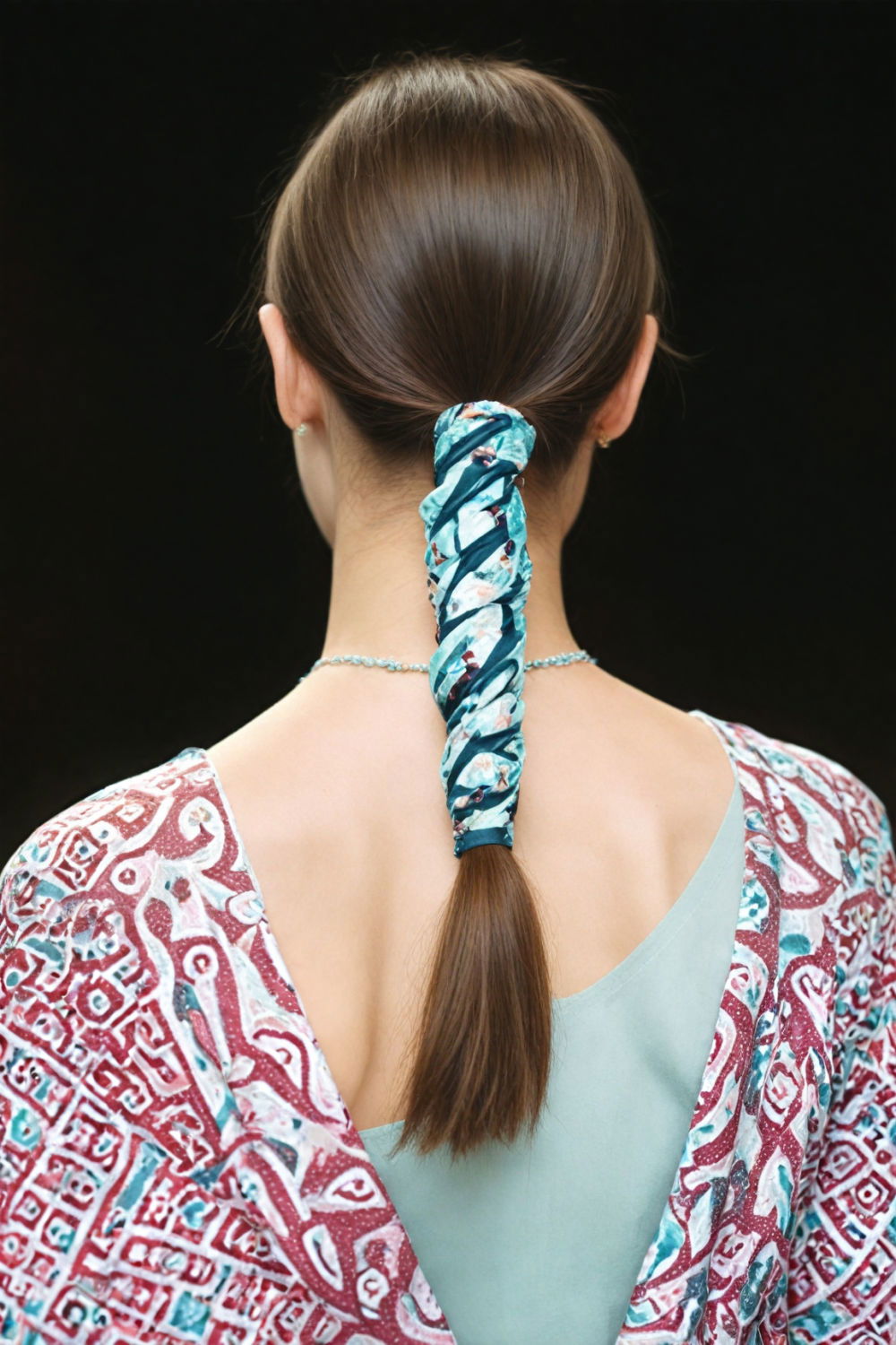 scarf wrapped ponytail beach hairstyle