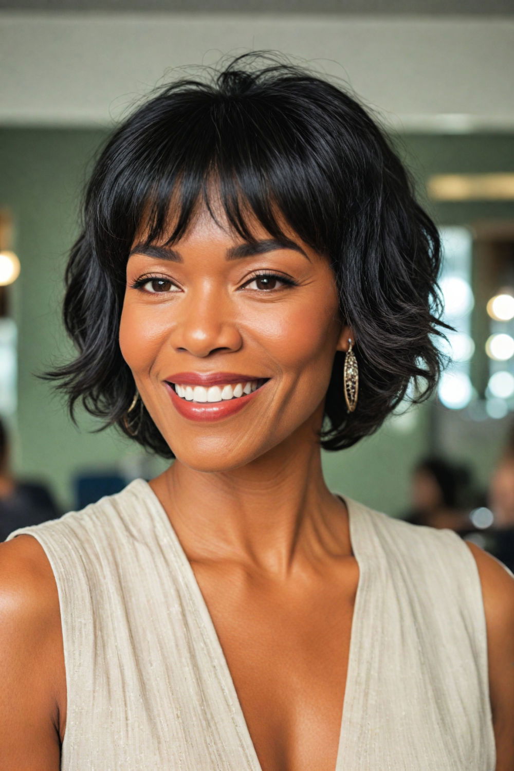 shaggy bob with bangs hairstyle