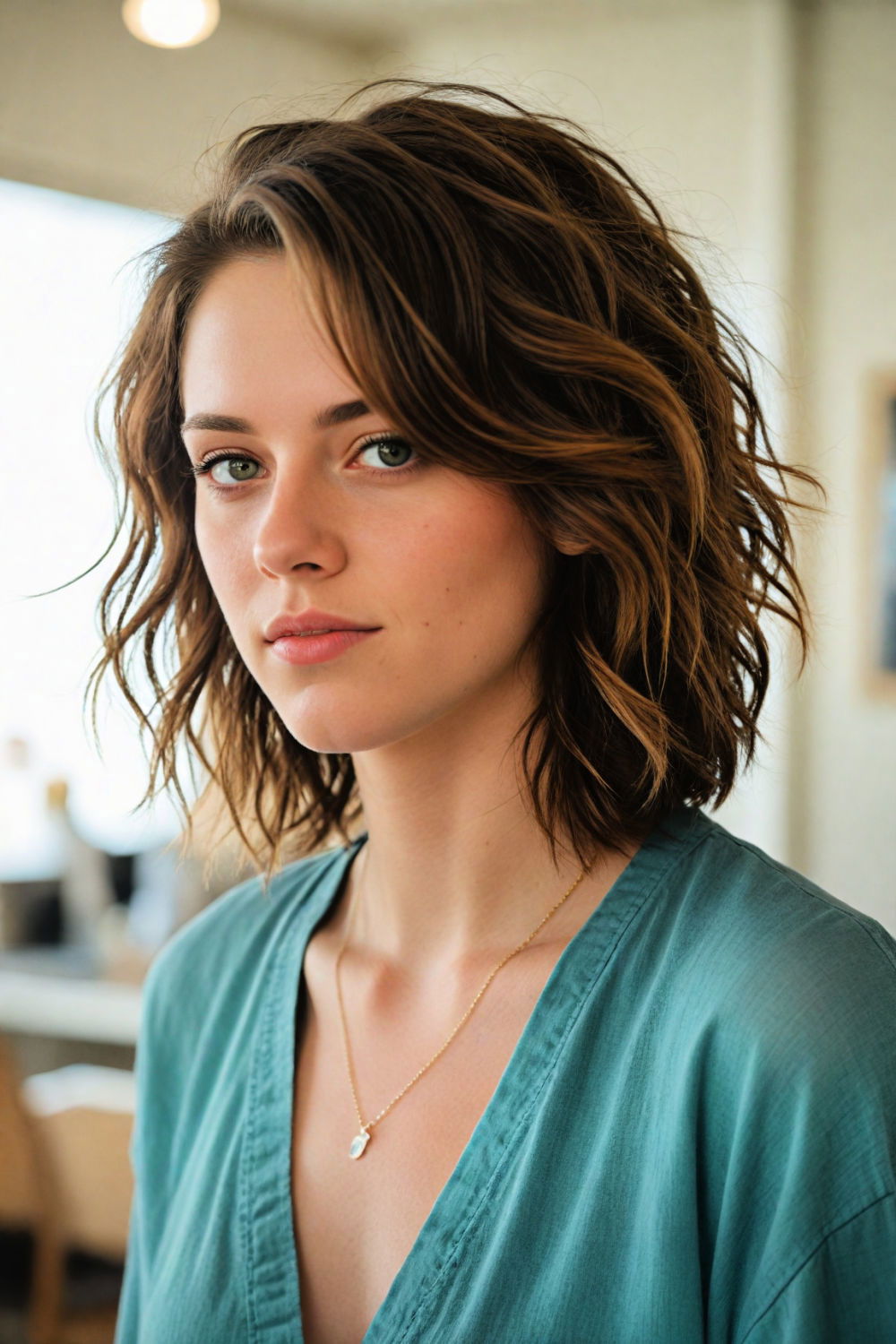 shaggy lob haircut for short hair length