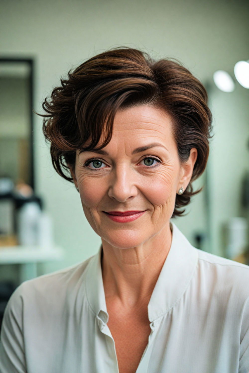 short and tucked hairstyle for 60 year old women