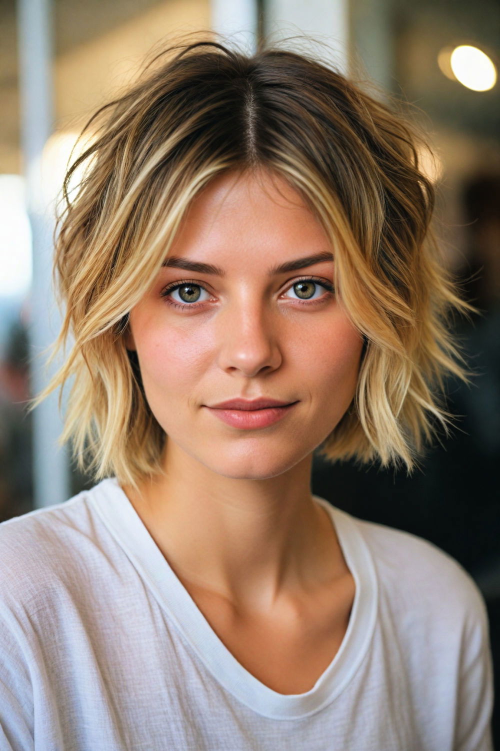short layered messy bob haircut