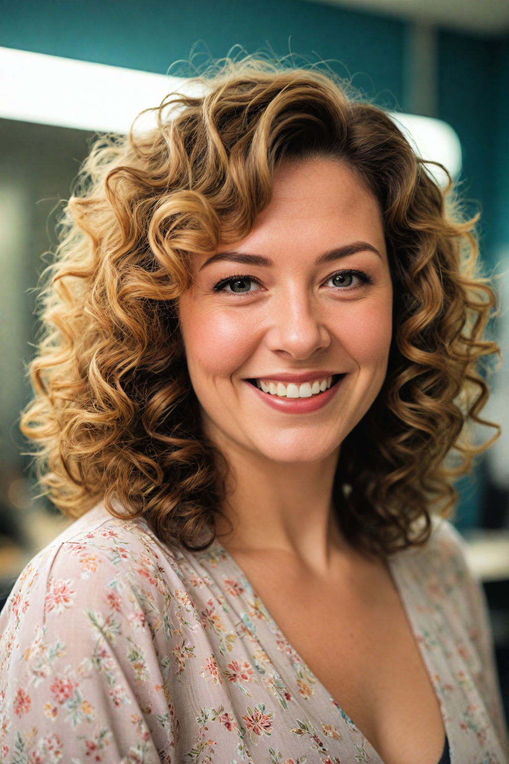 shoulder length curls for youthful bounce and volume