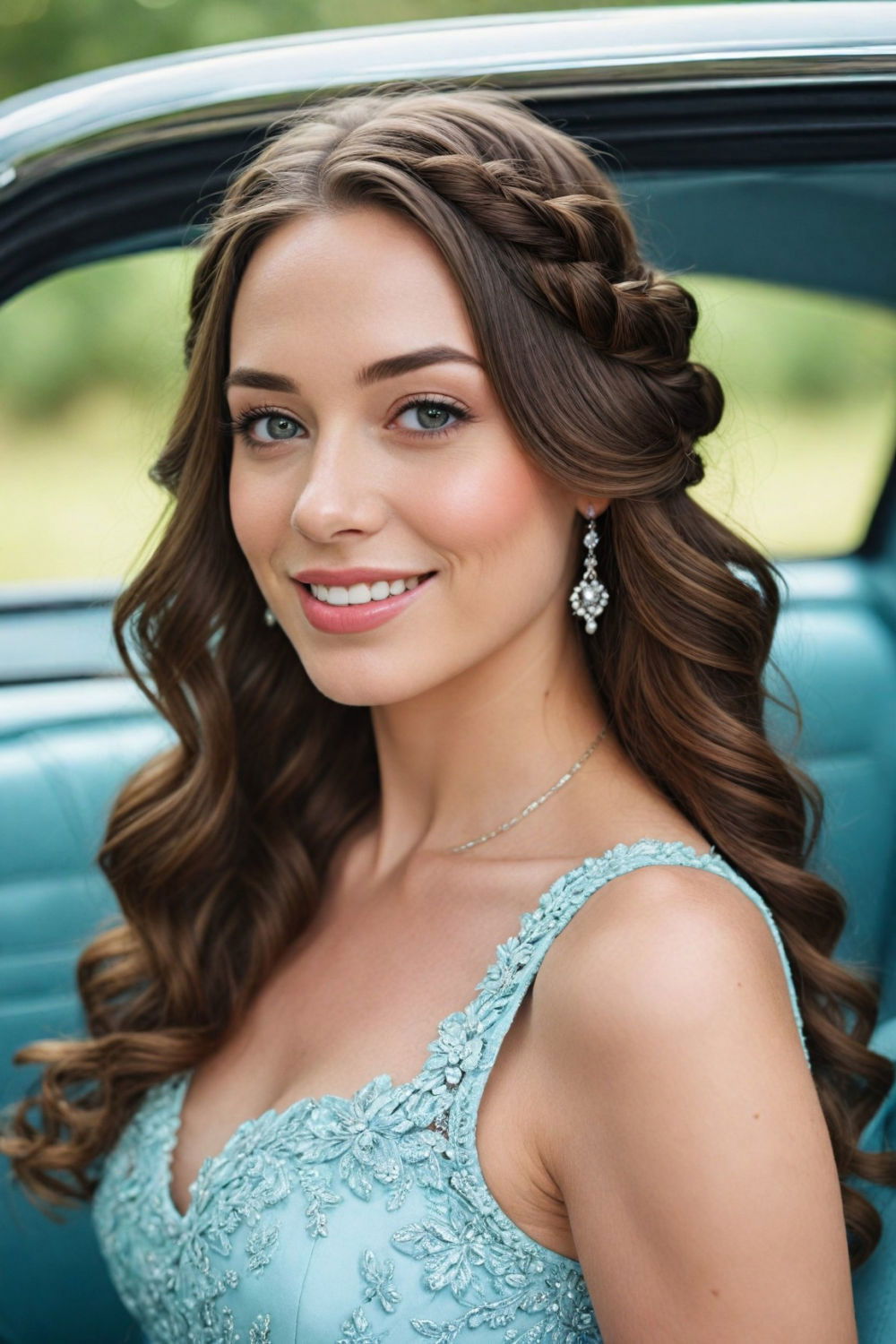 side braid with loose curls hairstyle