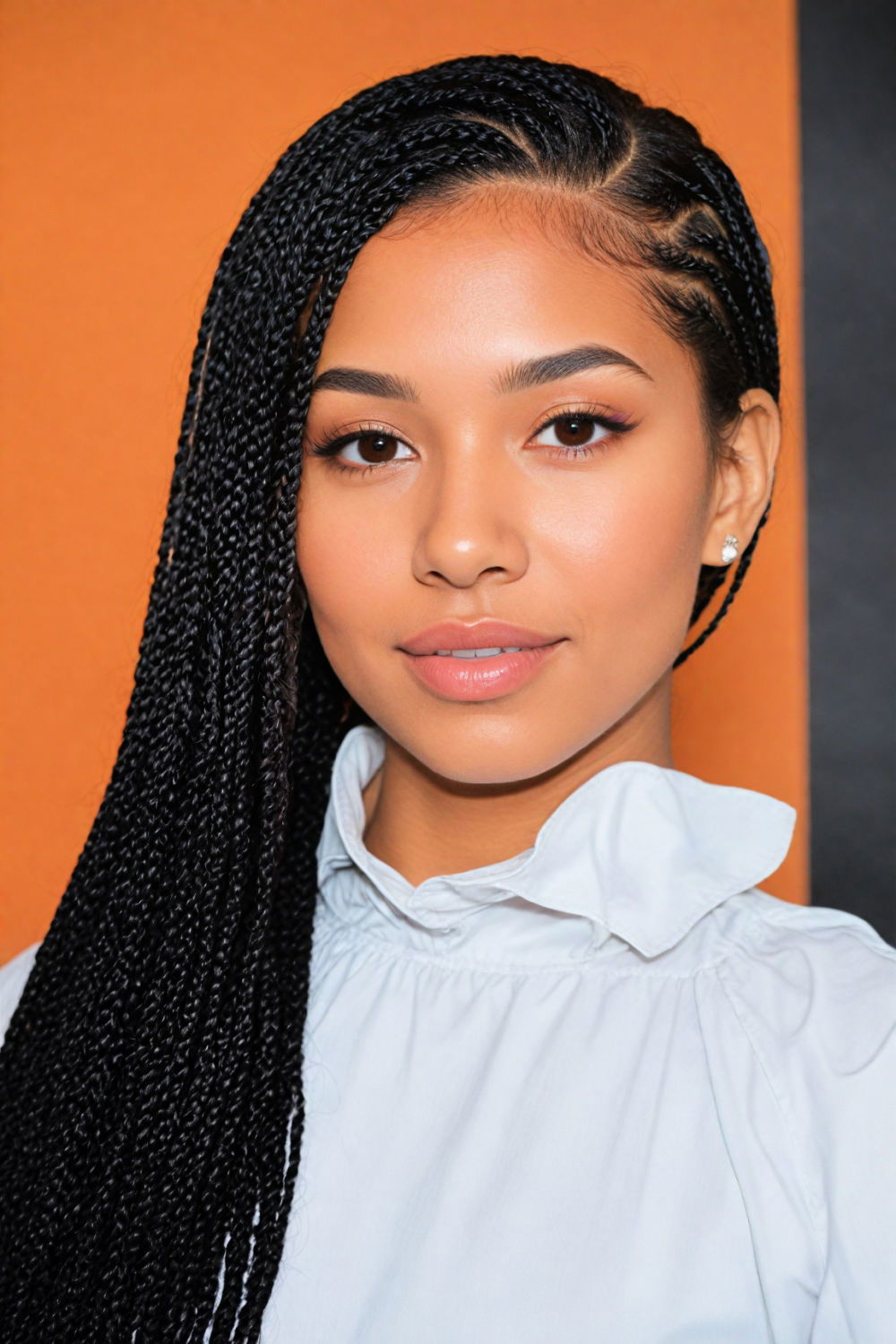 side parted knotless braids hairstyle