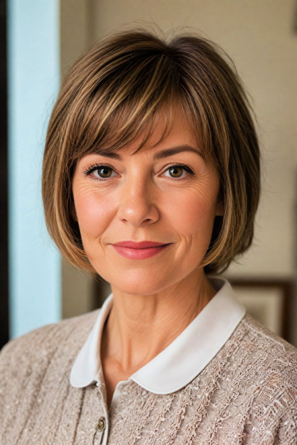 side swept bangs hairstyle for women over 60