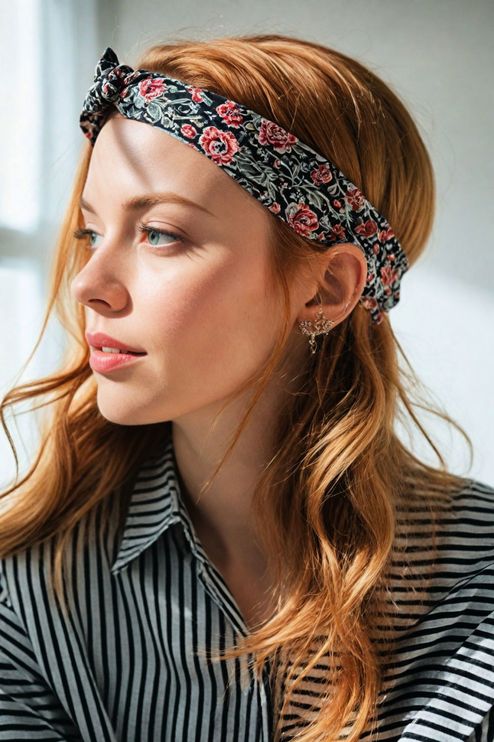 side tied bandana style for asymmetrical look