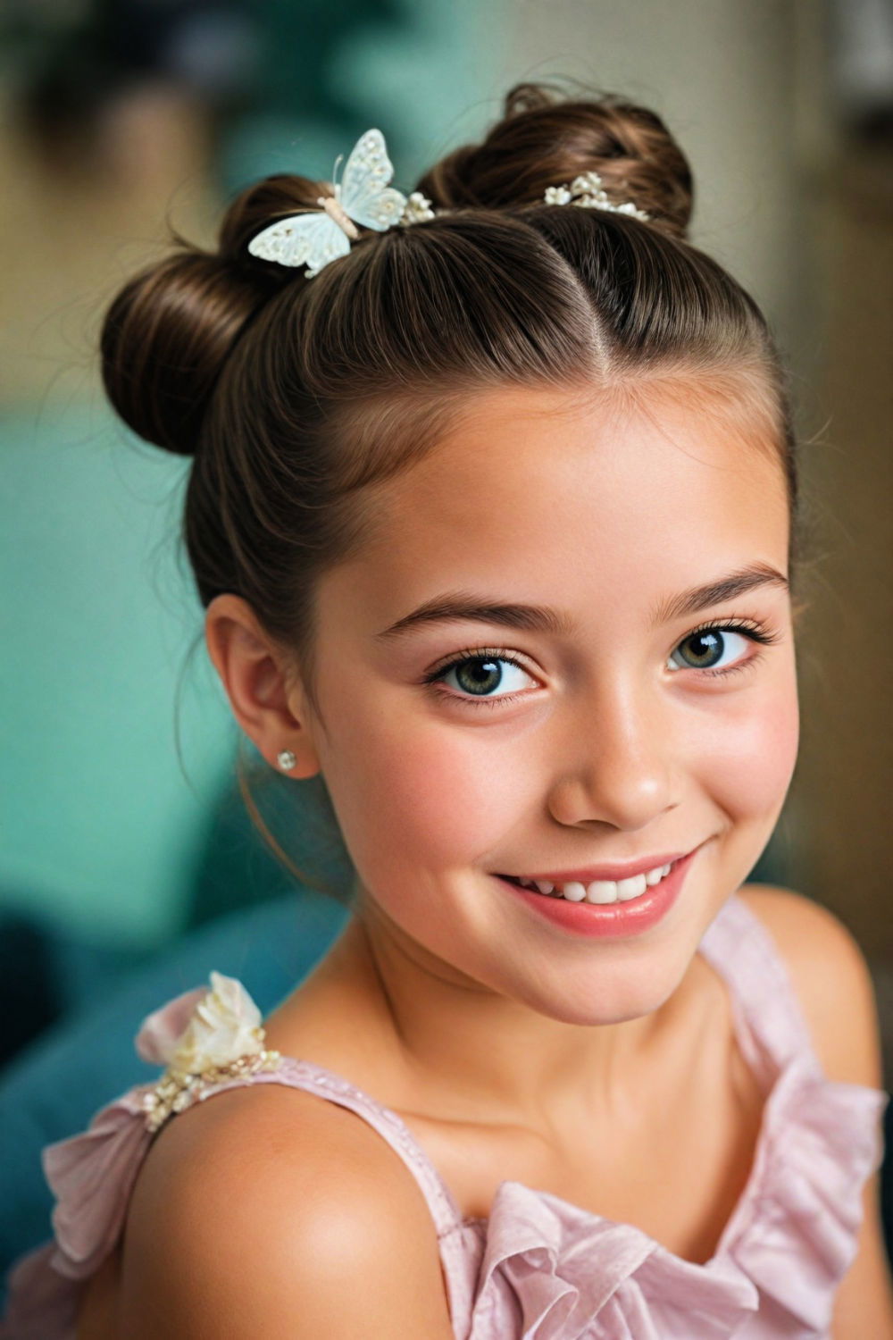 simple top knot with butterfly clips